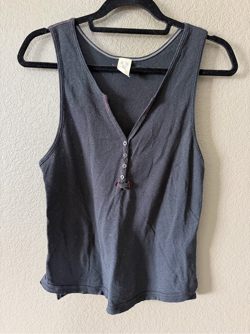 We The Free Black Sleeveless Henley Tank Top